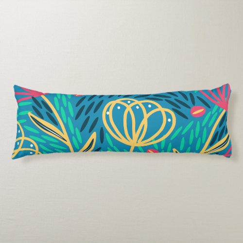 Spring Summer Bright Floral Pink Mint Blue Yellow  Body Pillow