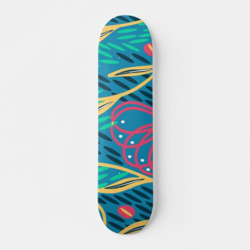 Spring Summer Bright Floral Pink Mint Blue Yellow  Skateboard