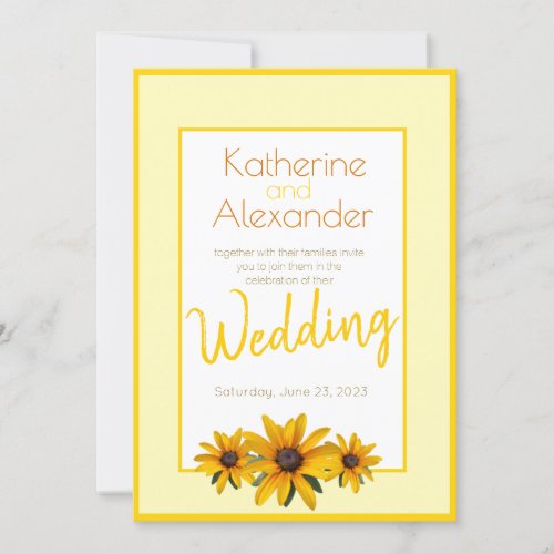 Spring Summer Casual Yellow Flower Simple Wedding Invitation