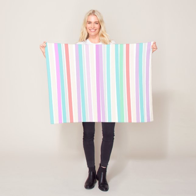 Spring summer colors in stripes fleece blanket (In Situ)