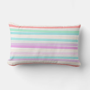Spring summer colors in stripes lumbar pillow