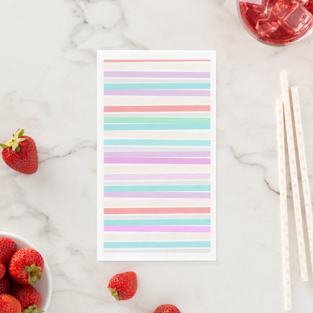 Spring summer colors in stripes paper guest towels (Insitu)