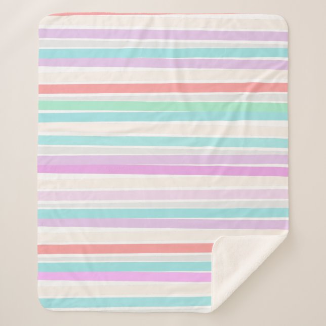 Spring summer colors in stripes sherpa blanket (Front)