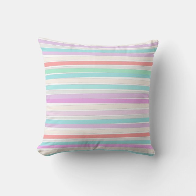 Spring summer colors in stripes throw pillow (Front)