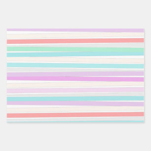 Spring summer colors in stripes wrapping paper sheets