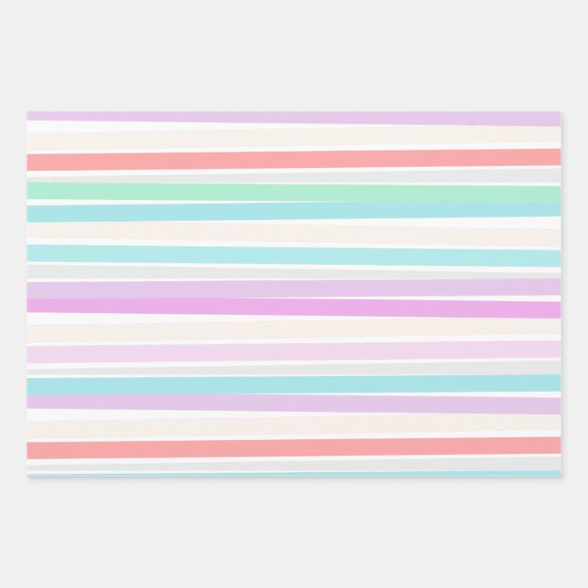 Spring summer colors in stripes wrapping paper sheets (Front)