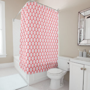 Spring Summer Coral Watercolor Weaved Ribbon Shower Curtain