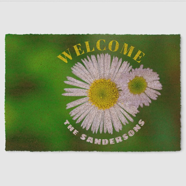 Spring Summer Custom Name Welcome Mat Outdoors (Front)