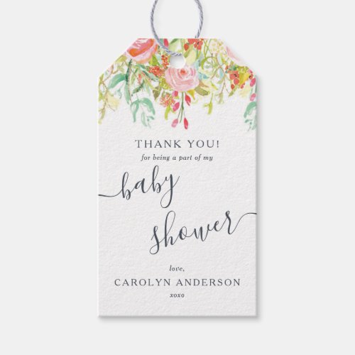 Spring Summer Floral  Baby Shower Thank You Gift Tags