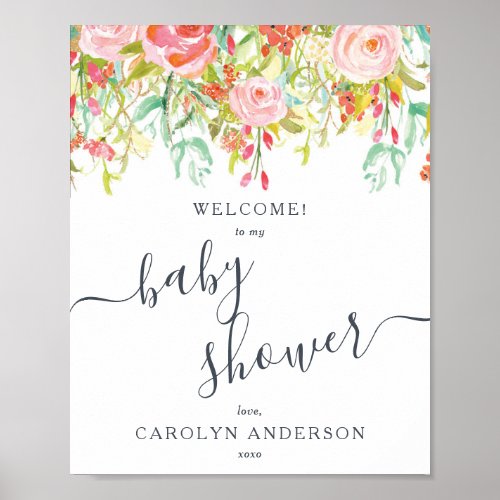 Spring Summer Floral  Baby Shower Welcome Sign