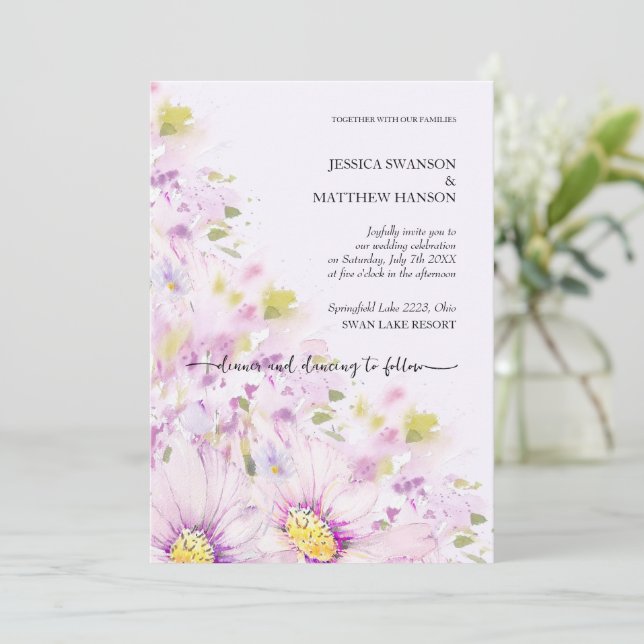 Spring Summer Floral Boho Garden Invitation (Standing Front)