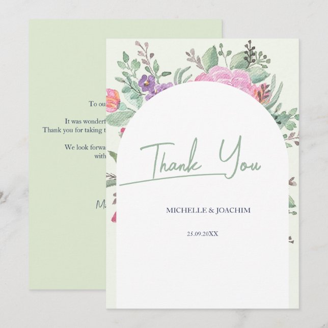 Spring Summer Floral Boho Garden Thank You Card (Front/Back)