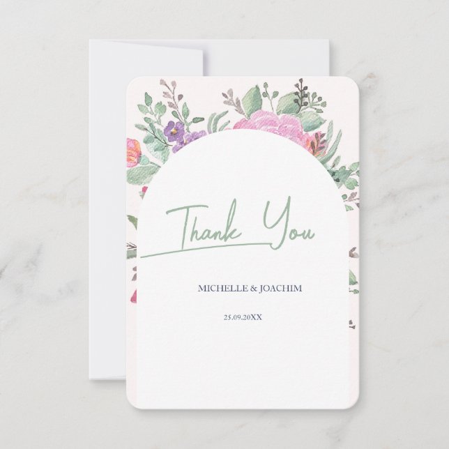 Spring Summer Floral Boho Garden Thank You Card (Front)