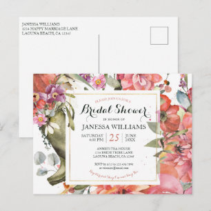 Spring Summer Floral Bridal Shower Invitation  Postcard