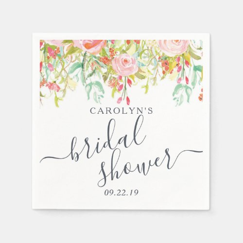 Spring Summer Floral  Bridal Shower Napkins