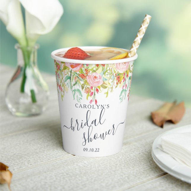 Spring Summer Floral | Bridal Shower Paper Cups (Insitu)