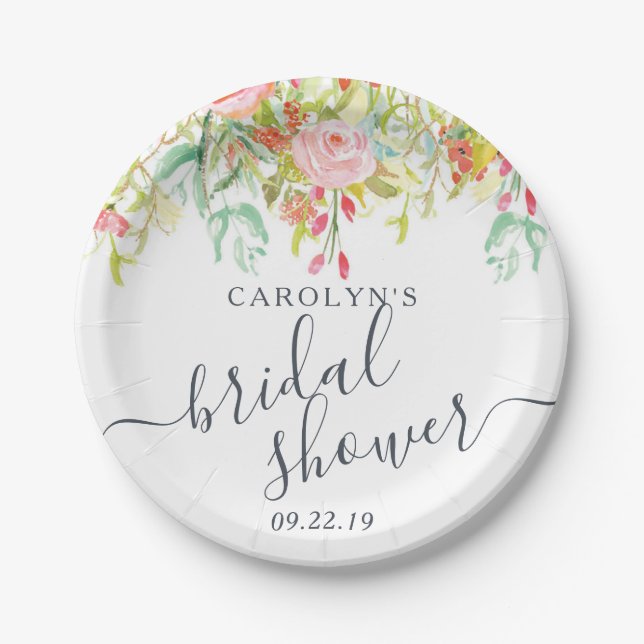 Spring Summer Floral | Bridal Shower Paper Plates (Front)