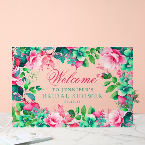 Spring Summer Floral Bridal Shower Welcome  Acrylic Sign