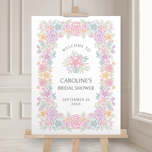 Spring Summer Floral Bridal Shower Welcome Foam Board (Creator Uploaded)