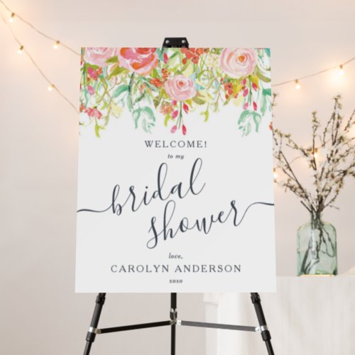 Spring Summer Floral  Bridal Shower Welcome Foam Board