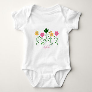 Spring & Summer Floral Customize Girls Baby Bodysuit
