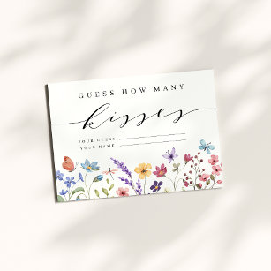 Spring Summer Floral Garden Guess How Many Kisses  Enclosure Card