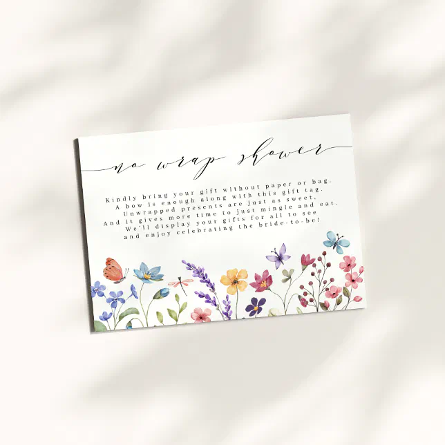 Spring Summer Floral Garden No Wrap Bridal Shower Enclosure Card | Zazzle