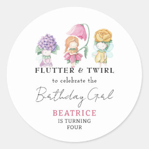 Spring Summer Floral Little Fairies Girl Birthday Classic Round Sticker