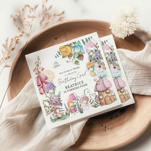 Spring Summer Floral Little Fairies Girl Birthday Napkins