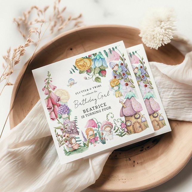 Spring Summer Floral 'Little Fairies Girl Birthday Napkins (Creator Uploaded)