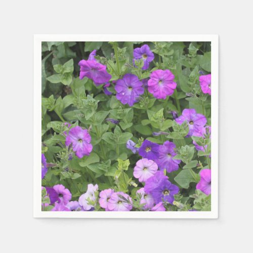 Spring Summer Floral Purple Petunia Flowers Decor Napkins