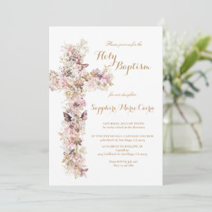 Spring Summer Floral Watercolor Baptism Invitation