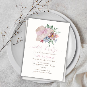 Spring Summer Flower Garden Hat Baby Shower  Invitation