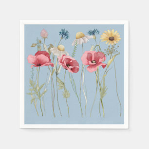 Spring summer flowers meadow blue napkins