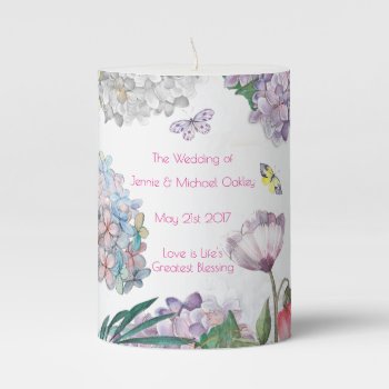 Spring Summer Flowers Wedding Table Candle by funny_tshirt at Zazzle