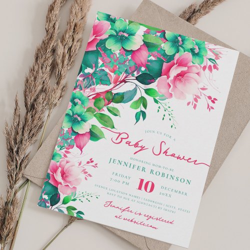 Spring Summer Garden Floral Baby Shower Party Invitation