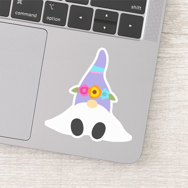 Spring Summer Garden Gnome Die Cut Sticker Decal (Detail)