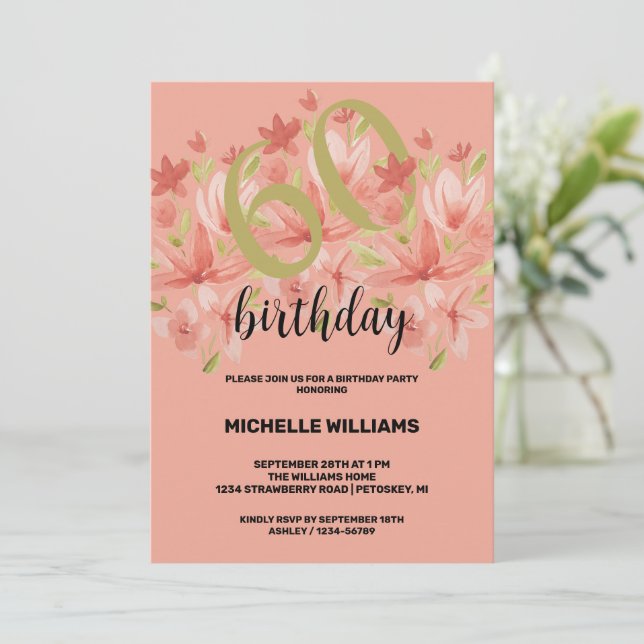 Spring Summer Garden Watercolor Floral Invitation (Standing Front)