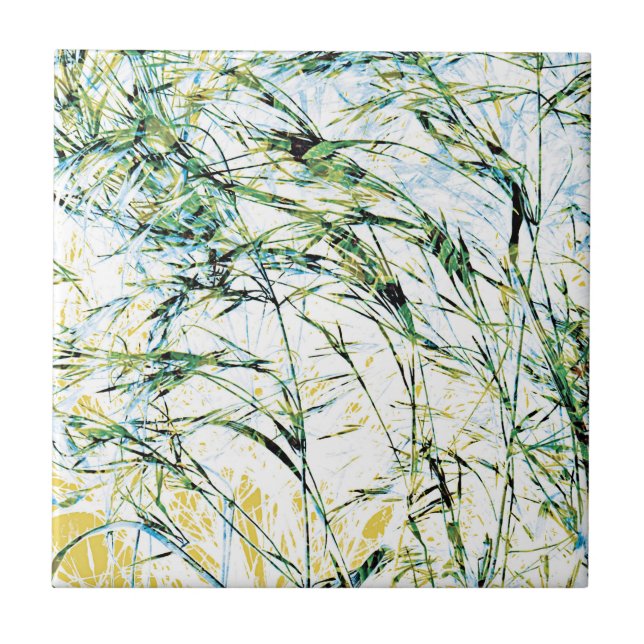 Spring summer nature flower sprout design art ceramic tile (Front)
