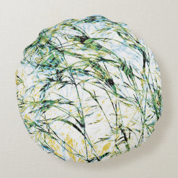 Spring summer nature flower sprout design art round pillow