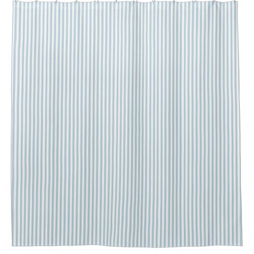 Spring Summer Soft Light Blue Stripe Farmhouse Shower Curtain