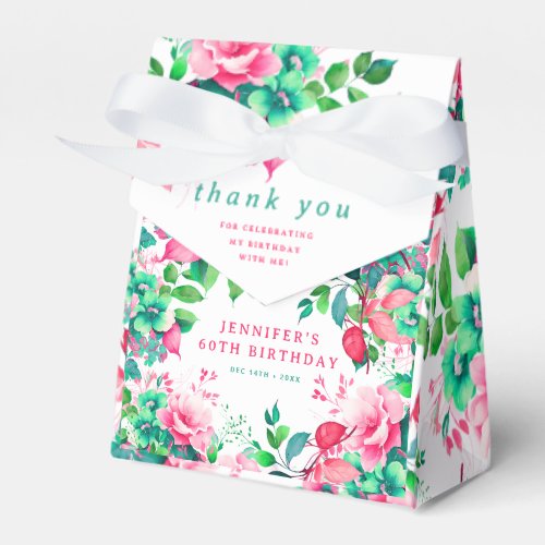 Spring Summer Watercolor Floral 60th Birthday  Favor Boxes