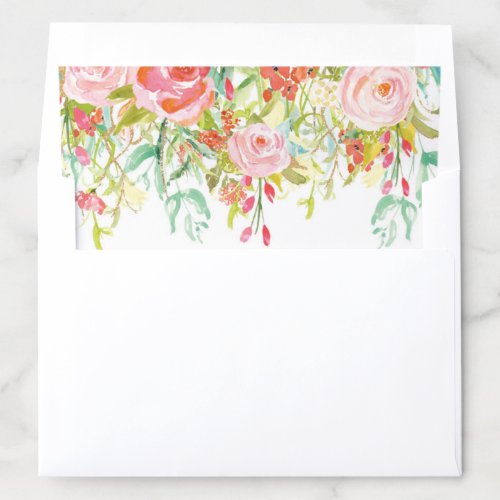 Spring Summer Watercolor Floral  Bridal Shower Envelope Liner