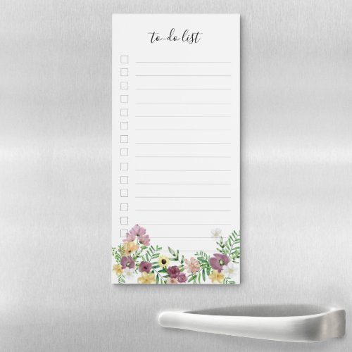 Spring Summer Watercolor Floral Garden To Do List  Magnetic Notepad