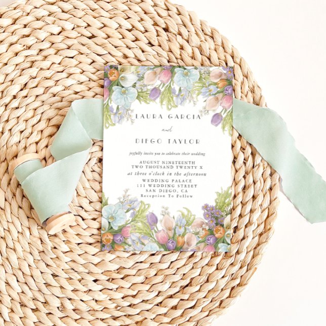 Spring Summer Watercolor Floral Wedding Invitation (Creator Uploaded)