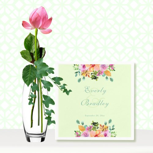 Spring Summer Watercolor Wildflower Boho Wedding Napkins