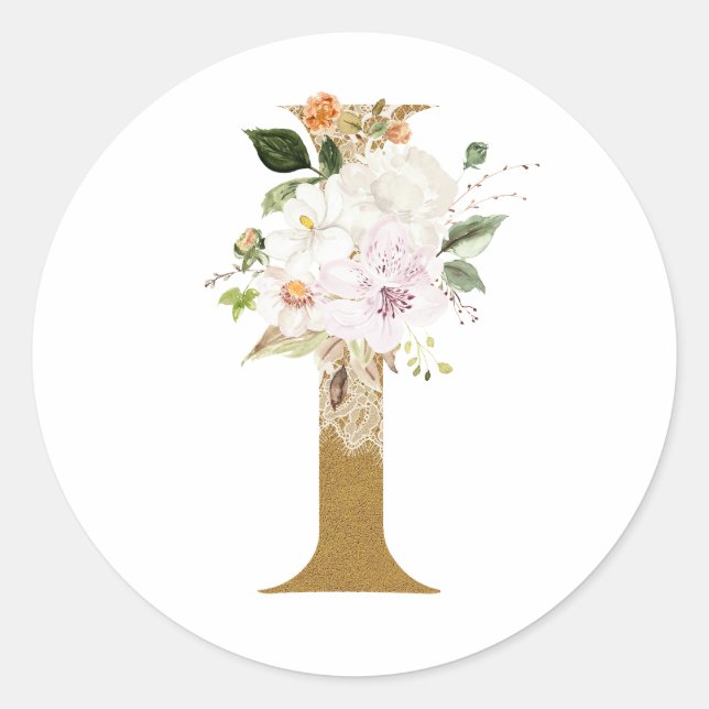 Spring summer wedding MONOGRAM I Classic Round Sticker (Front)