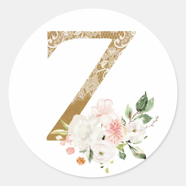 Spring summer wedding MONOGRAM Z Classic Round Sticker (Front)