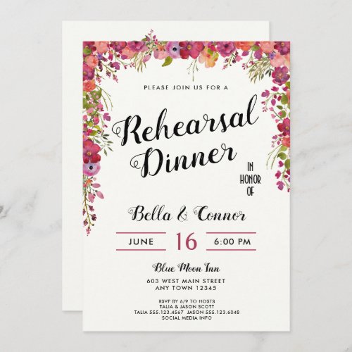 Spring Summer Wedding Rehearsal Dinner Invitation