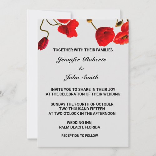 Spring Summer Weddings 2020 Poppy Flowers Floral Invitation